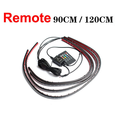 Image of Tiktok Car Underglow Neon Accent Strip Light Kit 8 Color Sound Active Function APP/Remote Control 4pcs LED Underbody System Light Strip