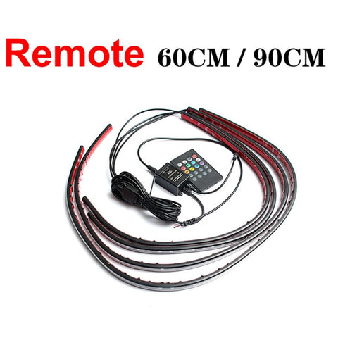 Image of Tiktok Car Underglow Neon Accent Strip Light Kit 8 Color Sound Active Function APP/Remote Control 4pcs LED Underbody System Light Strip