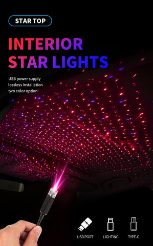 Image of Tiktok Car Roof Star Light Interior LED Starry Laser Atmosphere Ambient