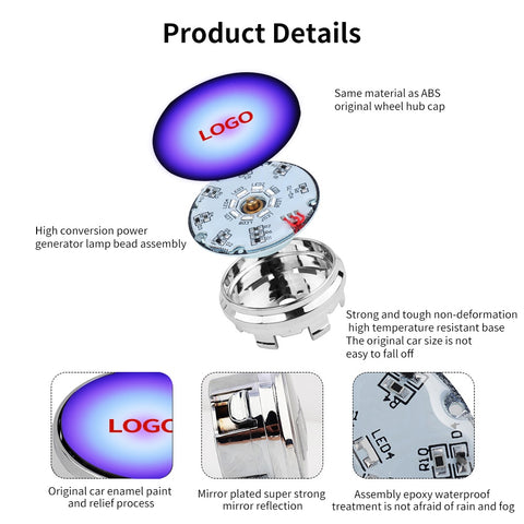 Image of Tiktok 4pcs Hub Led Lights Cap Car Floating Illumination