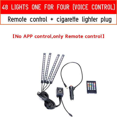 Image of Tiktok Led Car Foot Ambient Light With USB Cigarette Lighter Backlight Music Control App RGB