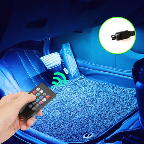 Image of Tiktok Led Car Foot Ambient Light With USB Cigarette Lighter Backlight Music Control App RGB