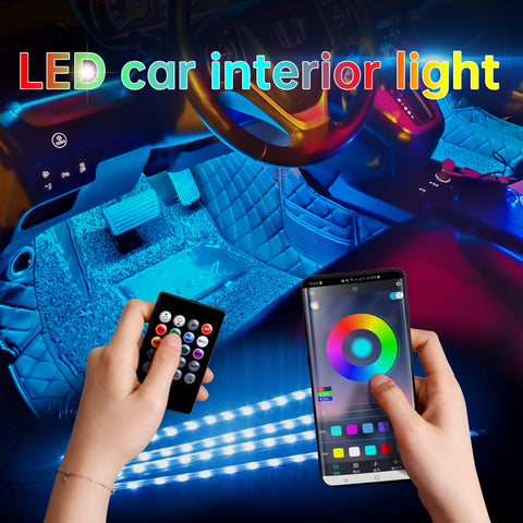Image of Tiktok Led Car Foot Ambient Light With USB Cigarette Lighter Backlight Music Control App RGB