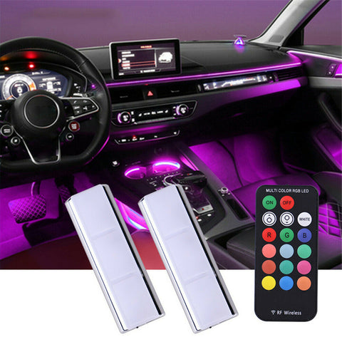 Image of Tiktok RGB LED Car Interior Atmosphere Lights Charging Foot Lamp 2Pcs
