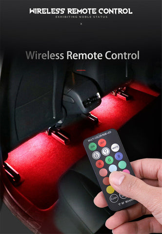 Image of Tiktok RGB LED Car Interior Atmosphere Lights Charging Foot Lamp 2Pcs