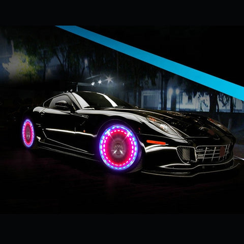 Image of Tiktok 4PCS Car Ambient Hub Lamp Solar Energy Decorative Neon Tire Led Light Rgb Auto Wheel Cap Lights Exterior Styling Accessories