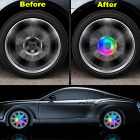 4X Car Colorful Luminous Tires Wheel Hub Lamp Center Cover TRIM Accessories
