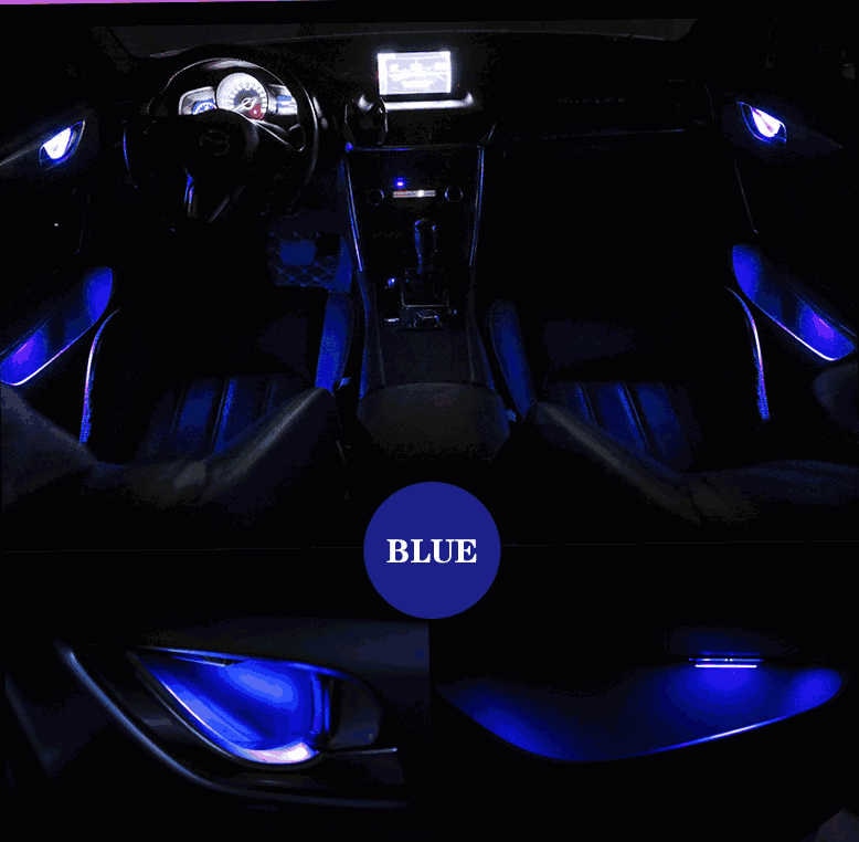 Tiktok 4pcs Car Ambient LED Light Auto Inner Door Bowl handle Armrest Light