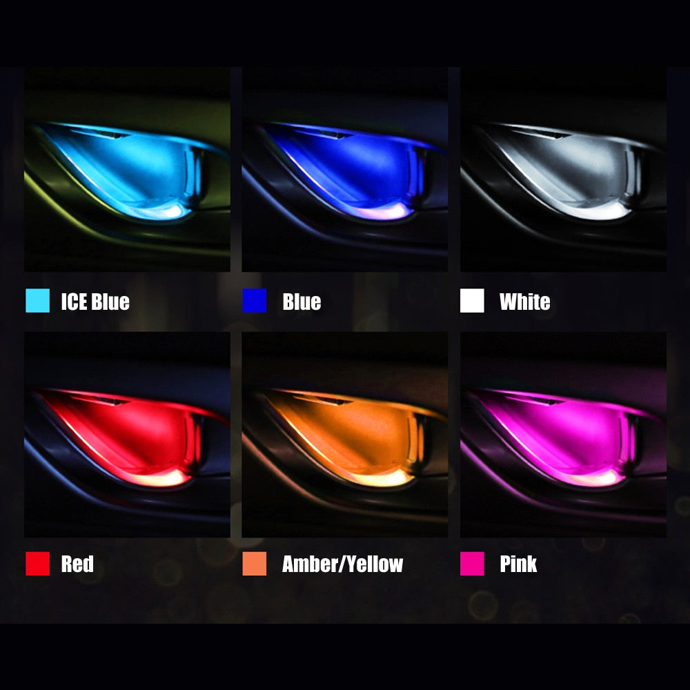 Tiktok 4pcs Car Ambient LED Light Auto Inner Door Bowl handle Armrest Light