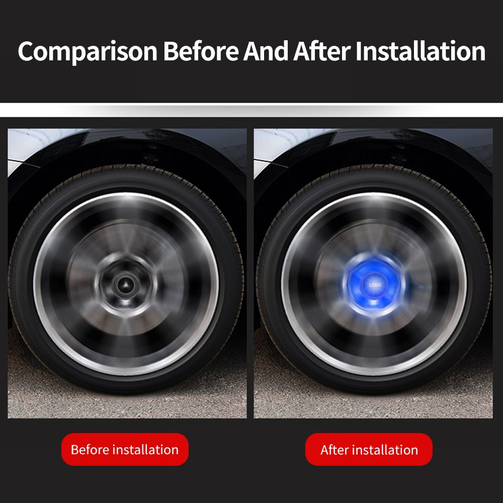 Tiktok 4pcs Hub Led Lights Cap Car Floating Illumination