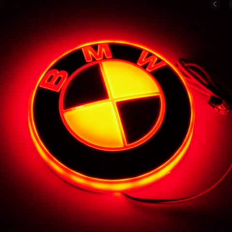 Image of Tiktok BMW Front and Rear Decorative Emblem Light Red White Blue 4D