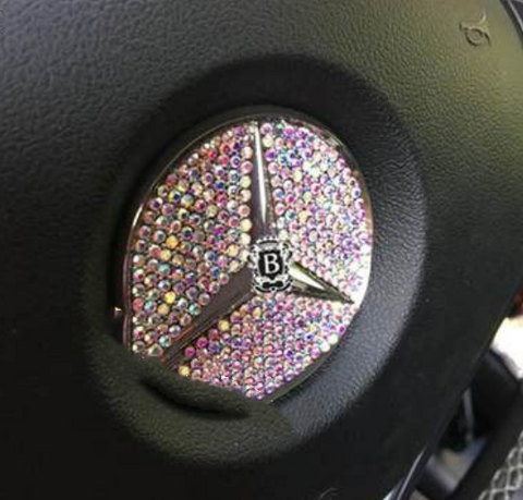 Image of Tiktok Bling Bling Car Steering Wheel Decorative Diamond Sticker Fit For Mercedes Benz C200LGLAGLCGLESLKCLSCLAB