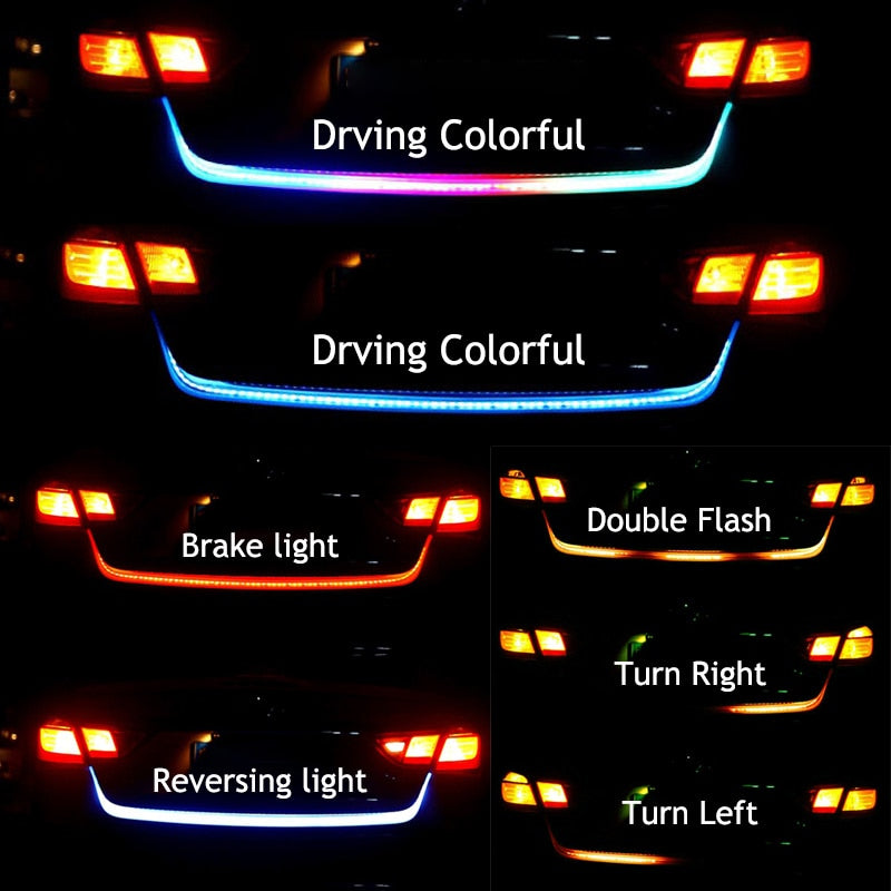 Tiktok Car Rear Trunk Tail Light 120cm Colorful Dynamic Reverse Warning LED