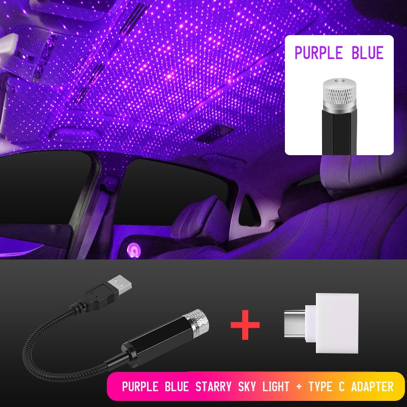 Tiktok Car Roof Star Light Interior LED Starry Laser Atmosphere Ambient