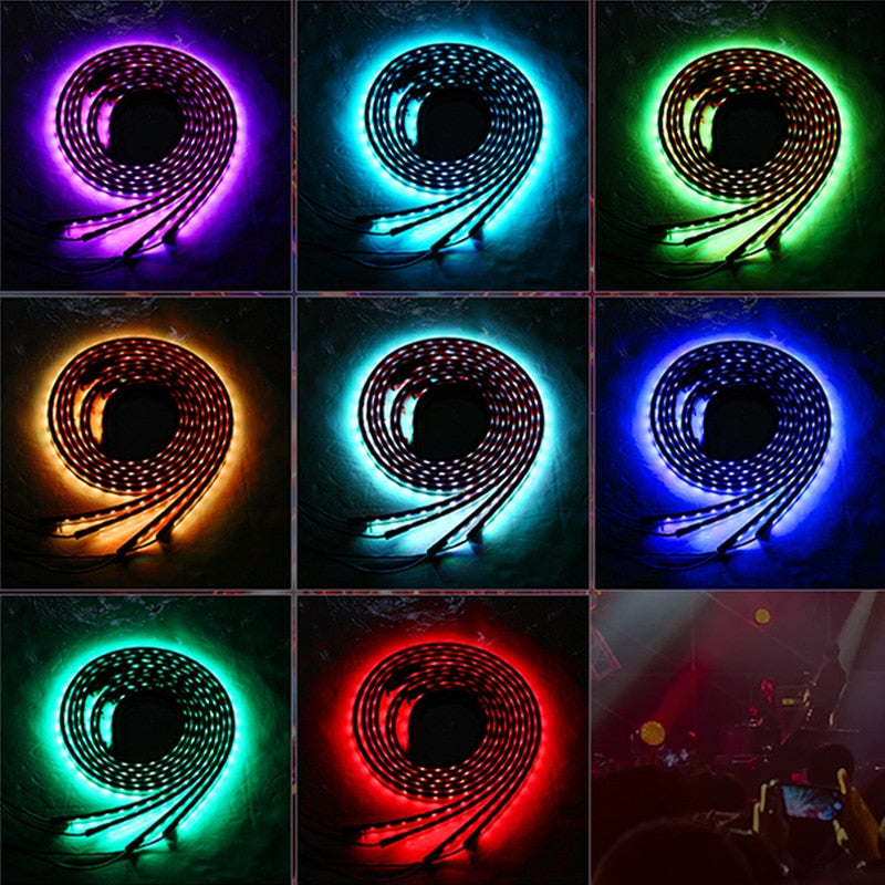 Tiktok Car Underglow Neon Accent Strip Light Kit 8 Color Sound Active Function APP/Remote Control 4pcs LED Underbody System Light Strip