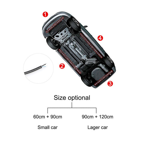 Image of Tiktok Car Underglow Neon Accent Strip Light Kit 8 Color Sound Active Function APP/Remote Control 4pcs LED Underbody System Light Strip