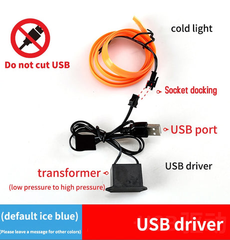 Image of Tiktok 5m car interior accessories atmosphere lamp EL cold light line with USB