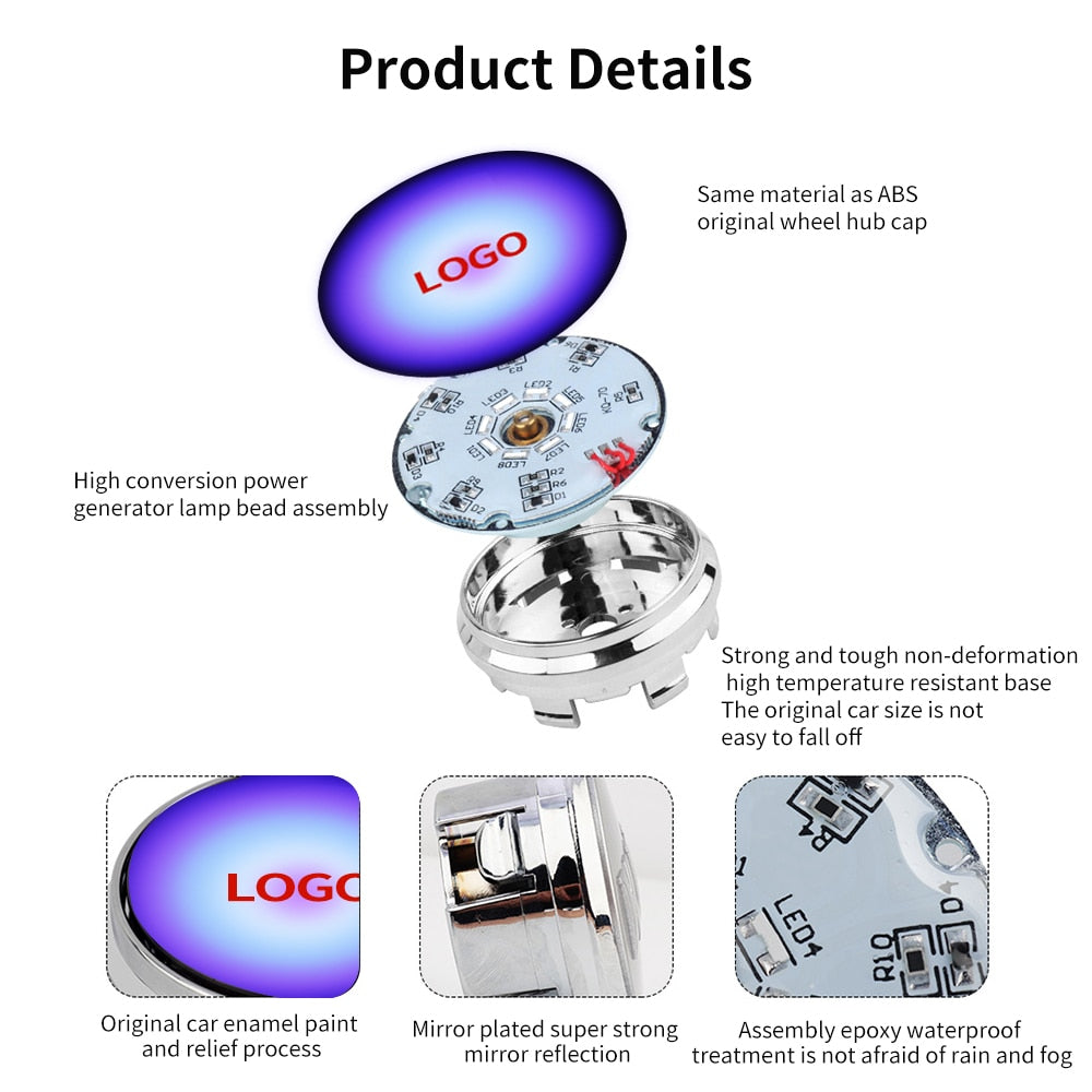 Tiktok 4pcs Hub Led Lights Cap Car Floating Illumination